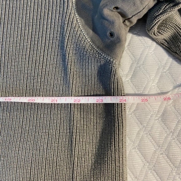 Eddie Bauer 100% Cotton Men's Sweater in Khaki Size L with Canvas accents GUC - Picture 8 of 14